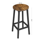 Tabourets de Bar Hauts Style Industriel Marron Rustique et Noir, Lot de 2, Ø32 x H65 cm
