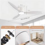 Ventilateur de plafond avec lumière en ABS 105 et 132 cm – Flux d’air puissant, télécommande et minuterie – Design moderne pour salon et chambre