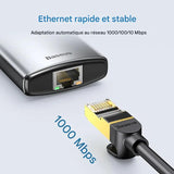 Hub USB-C 8-en-1, 4K/60Hz Haute Vitesse pour Macbook Pro, Adaptateur Multiport USB 3.0, Charge PD 100W et Port Ethernet