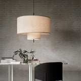 Lampe Suspendue Bohème en Tissu Tricoté Main - Luminaire Décoratif LED E27 - Suspension Artisanale Beige pour Salon, Chambre et Salle à Manger