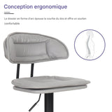 Tabourets de Bar Réglables Pivotants avec Dossier Rembourré Gris - Lot de 2 - Hauteur Ajustable 53-76cm