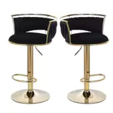 Tabourets de Bar Hauteur Réglable en Velours - Lot de 2 Chaises Pivotantes avec Dossier