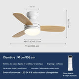 Ventilateur de Plafond Dimmable pour Chambre d'Enfants, Salle à Manger, Salon 91/108 cm avec Télécommande, 3 Pales Silencieuses