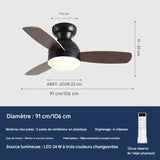 Ventilateur de Plafond Dimmable pour Chambre d'Enfants, Salle à Manger, Salon 91/108 cm avec Télécommande, 3 Pales Silencieuses