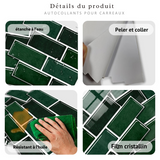 Papier Peint Auto-Adhésif Marbre Vert Foncé - Lot de 25 Pièces, Imperméable et Épais