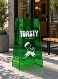 Panneau en V Coloré en Acrylique Transparent Personnalisable, Stop Trottoir. Impression incluse - TR001