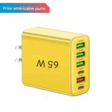 Chargeur Rapide USB multi-ports 65W – Adaptateur Mural Universel Type C pour iPhone & Android - Prise UE/US