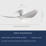 Ventilateur de Plafond Industriel Silencieux en ABS, Sans Lumière avec Télécommande - JÖRGESEN