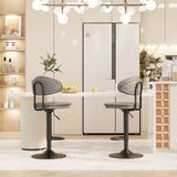 Tabourets de Bar Réglables Pivotants avec Dossier Rembourré Gris - Lot de 2 - Hauteur Ajustable 53-76cm