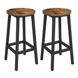 Tabourets de Bar Hauts Style Industriel Marron Rustique et Noir, Lot de 2, Ø32 x H65 cm