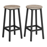 Tabourets de Bar Hauts Style Industriel Marron Rustique et Noir, Lot de 2, Ø32 x H65 cm