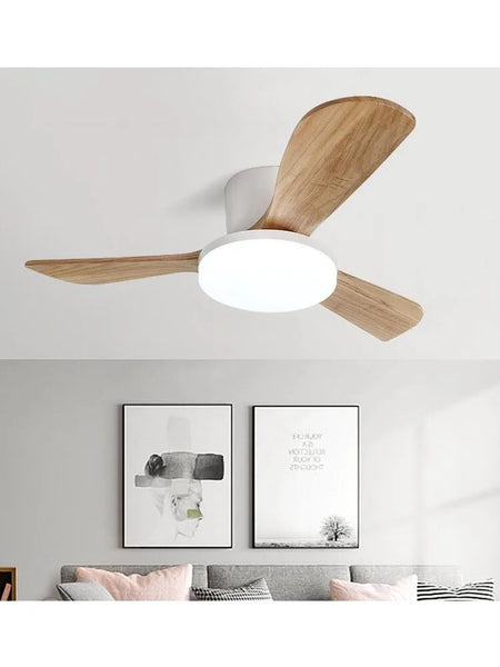 Ventilateur de Plafond en Bois avec Lumière LED, Télécommande et 6 Vitesses - VIANO