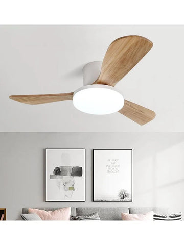 Ventilateur de Plafond en Bois avec Lumière LED, Télécommande et 6 Vitesses - VIANO