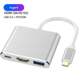 Convertisseur de câble 3 en 1 USB-C vers HDMI, pour Samsung Huawei iPad Mac NS USB 3.0 Type C vers HD 4K USB 3.0, câble adaptateur