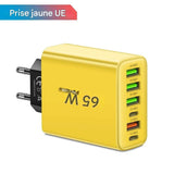 Chargeur Rapide USB multi-ports 65W – Adaptateur Mural Universel Type C pour iPhone & Android - Prise UE/US