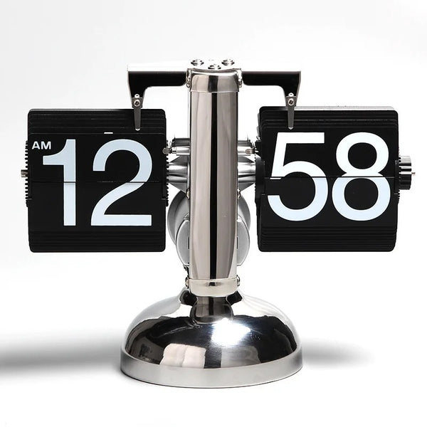 Horloge de bureau rétro à rabat – Design mécanique vintage et élégant