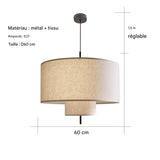 Lampe Suspendue Bohème en Tissu Tricoté Main - Luminaire Décoratif LED E27 - Suspension Artisanale Beige pour Salon, Chambre et Salle à Manger