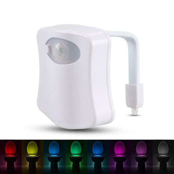 Lampe LED à détecteur de mouvement pour toilettes, 8 couleurs