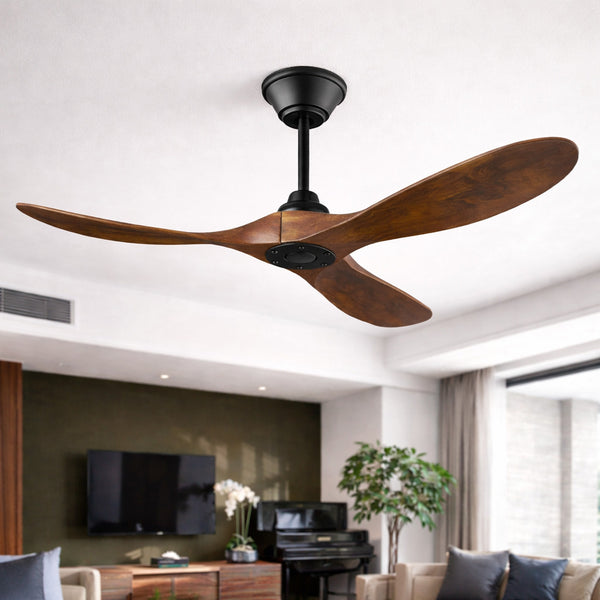 Ventilateur Plafond DC Réversible Silencieux en Bois Avec ou Sans Lumière, Télécommande - EXQUIO™