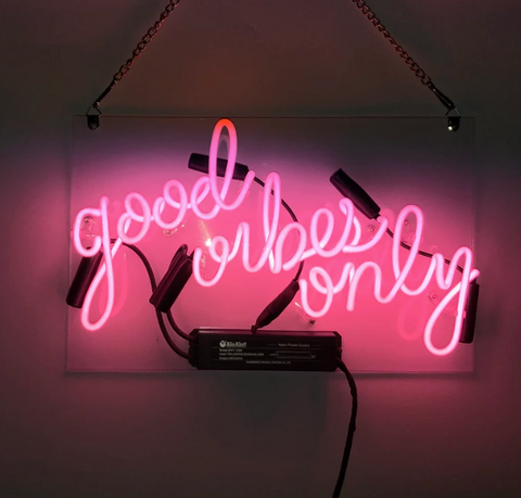 Decorative Glass Neon Light Sign - Good Vibes Only