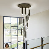Lustre avec Têtes Cylindriques en Spirale 90W, 147W LED pour Hôtel, Lobby