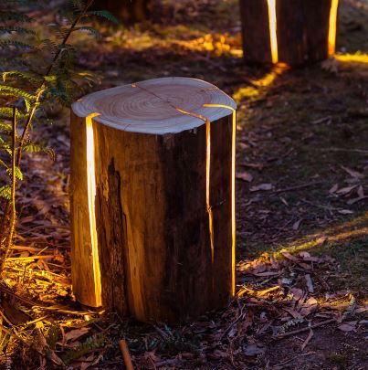 Lámpara de jardín de tocón de árbol