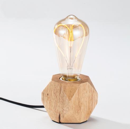 Lampe de chevet en bois sculpté E27