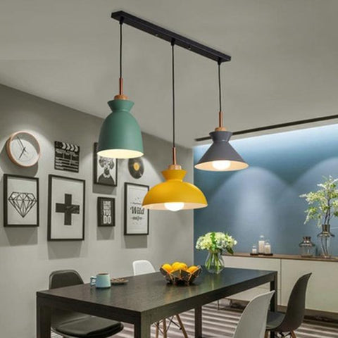 Nordic Colored Macarons LED Pendant Lights, Round &amp; Rectangle Base