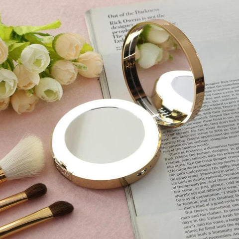 Miroir LED de Maquillage Rechargeable avec Loupe Grossisante 4X