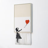 Pintura abstracta de Banksy de niña con globo rojo