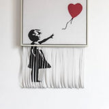 Pintura abstracta de Banksy de niña con globo rojo