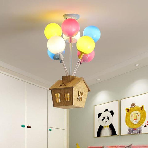 Plafonnier en Forme de Maison avec Ballon, Chambre d'Enfant