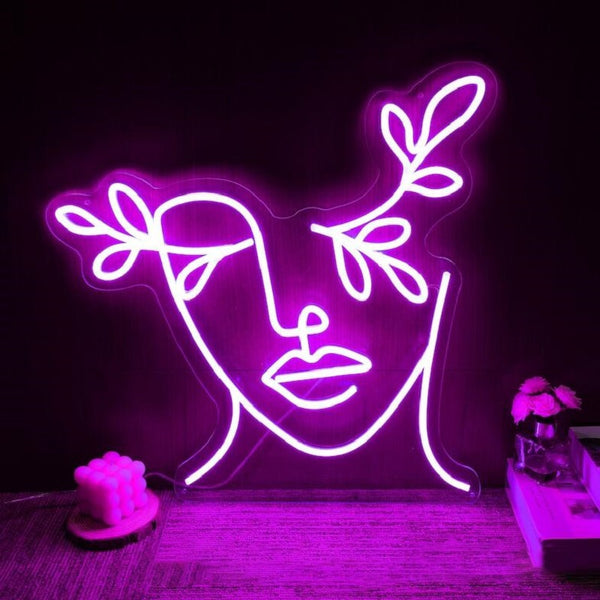 Néon décoratif LED - Visage à fleurs - Mon Enseigne Lumineuse