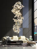 Lustre, Chandelier Moderne en Céramique avec Feuilles LED pour Salon, Escalier - MONTAFIOR