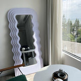 Espejo con luz LED ondulado para vestidor, dormitorio