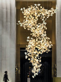 Lustre, Chandelier Moderne en Céramique avec Feuilles LED pour Salon, Escalier - MONTAFIOR