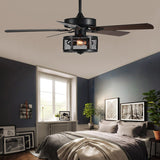 Ventilateur Lumineux Haut de Gamme 126 cm, DC Noir en Bois, avec télécommande - PLEXCO