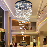 Lustre Chandelier LED avec Plumes de Verre Ambrées et Claires pour Lobby, Escalier - VELESTINE
