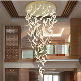 Lustre Chandelier LED avec Plumes de Verre Ambrées et Claires pour Lobby, Escalier - VELESTINE