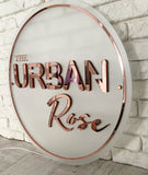 Customizable Round Mirror Illuminated Sign with Logo, Custom Text