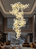 Lustre, Chandelier Moderne en Céramique avec Feuilles LED pour Salon, Escalier - MONTAFIOR