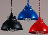 Lámpara colgante industrial clásica rojo, azul, negro