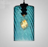 Lámpara Colgante Industrial E27 en Cristal Azul