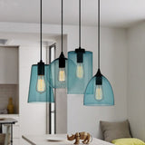 Industrial Pendant Lamp E27 in Blue Crystal Glass