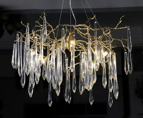 Suspension with Branches in Gold and Crystal Glasses