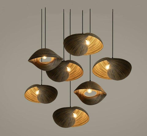 Lámpara de Comedor con Diseño de Conchas de Bambú - ABEBA