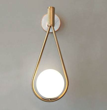 Modern Wall Sconce in Brass and Marble with Glass Ball - AGDE