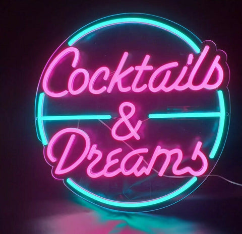 Outdoor LED Neon Sign - Cocktails and Dreams