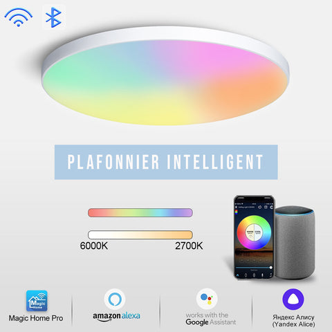 Plafonnier Connecté Wifi Blanc Couleurs Réglables Alexa/Google 30W - NEXA