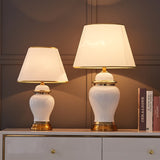 Lámpara de cerámica blanca para dormitorio, mesita de noche, sala de estar